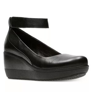 Clarks Artisian Wynnmere Fox Leather Ankle Strap Wedges